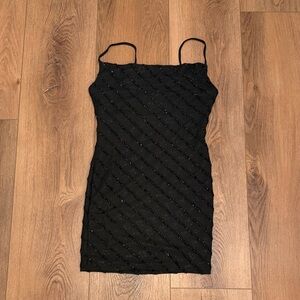 Black Textured Mini Dress